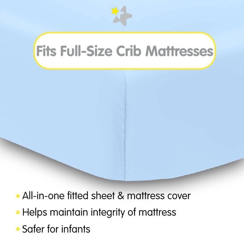 All-in-One Fitted Sheet & Waterproof Cover for 52" x 28" Crib Mattress (2-Pack)