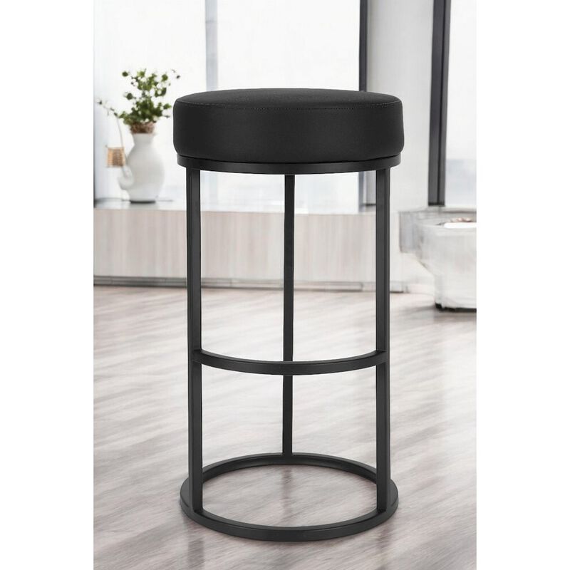 Pangea Home Stan Bar Stool Faux Leather Black