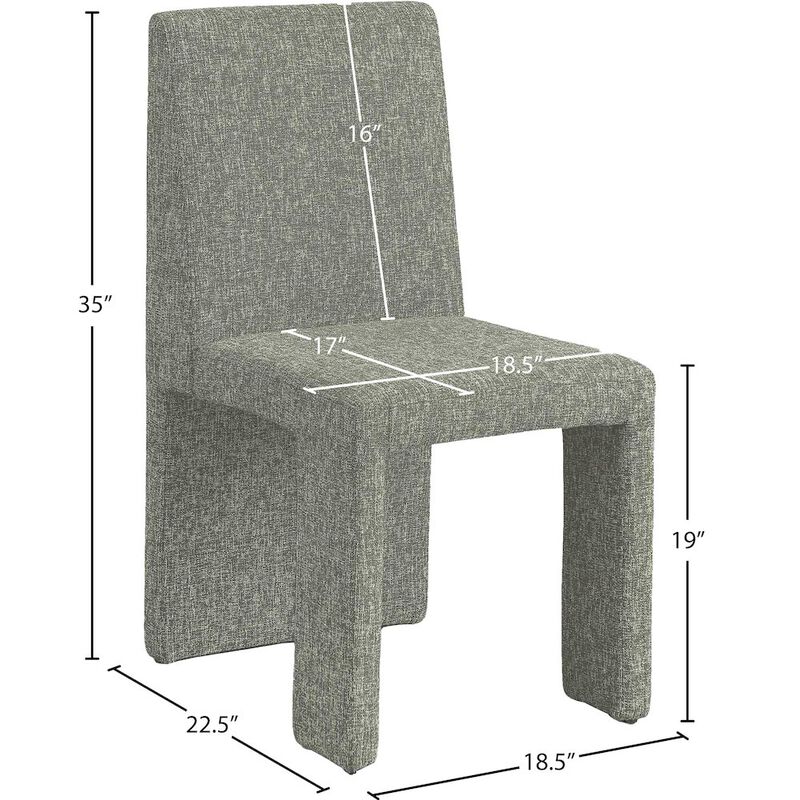 Meridian Furniture Benson Green Linen Textured Fabric Dining Chair, Set of 2