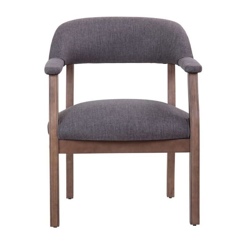 Captain's Guest Chair, Padded Arms, Driftwood Brown Frame, Gray Linen image number 2