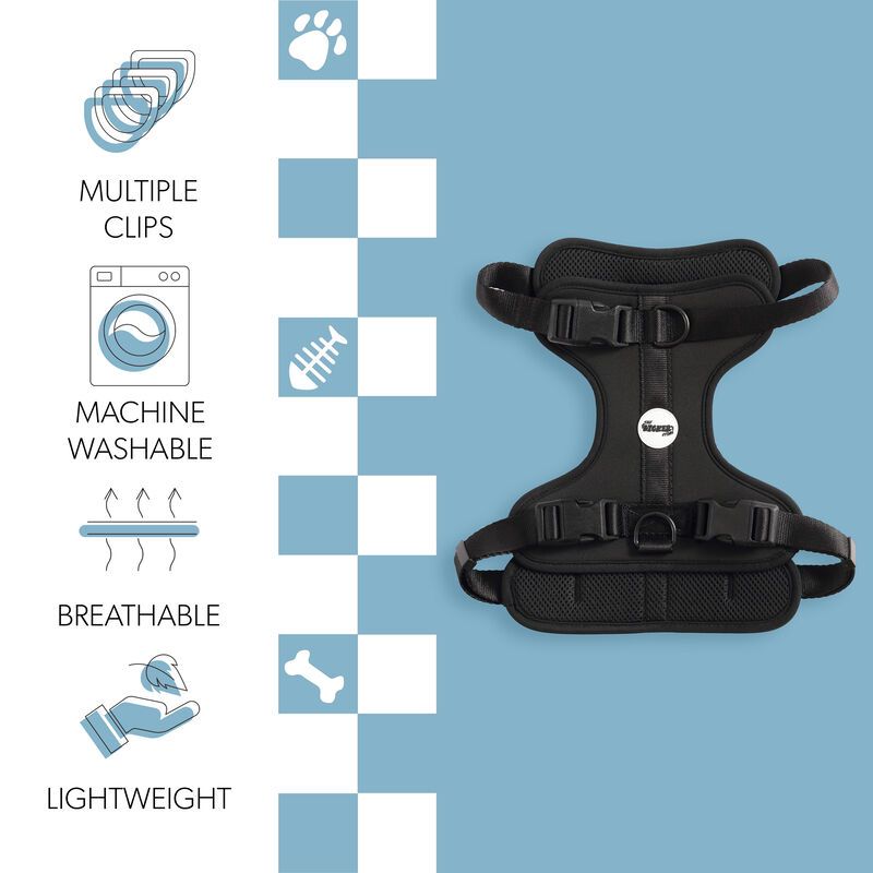 Arlo Adjustable Soft Padded No Pull Pet Harness with 3 Buckles and 3 Leash Clips