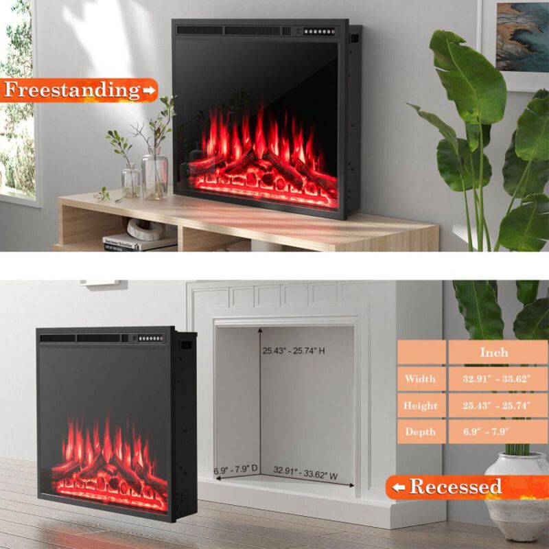 Hivvago Electric Fireplace Recessed with Adjustable Flames 34 inches