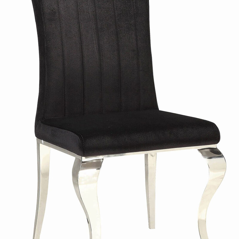 Metal Dining Chair with Cabriole Front Legs, Set of 4, Black and Chrome-Benzara