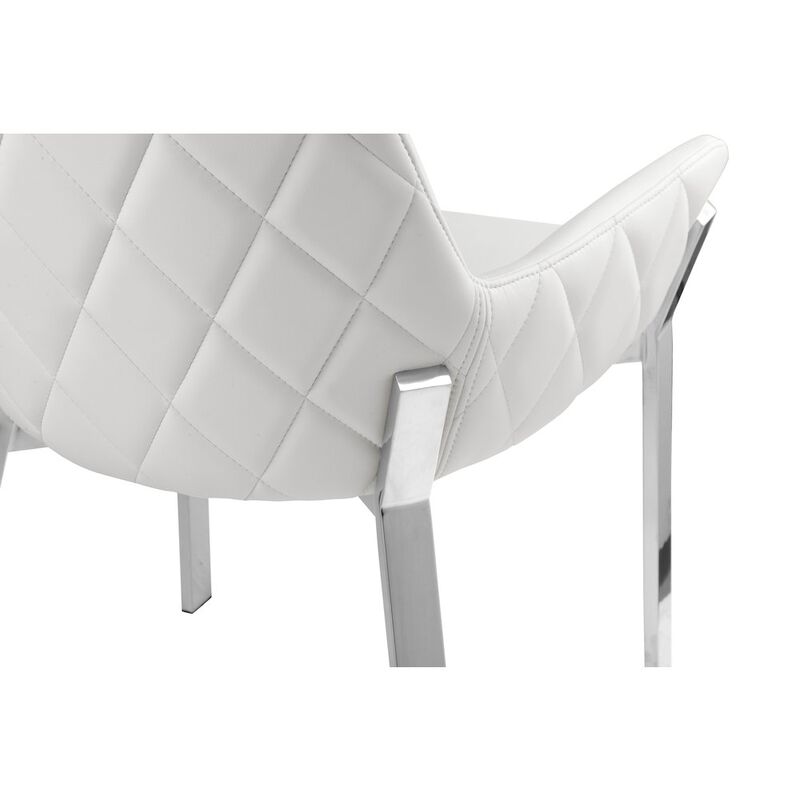 Pangea Home Hudson Diamond Tufted Chair Silver/White Faux Leather - Set Of 2