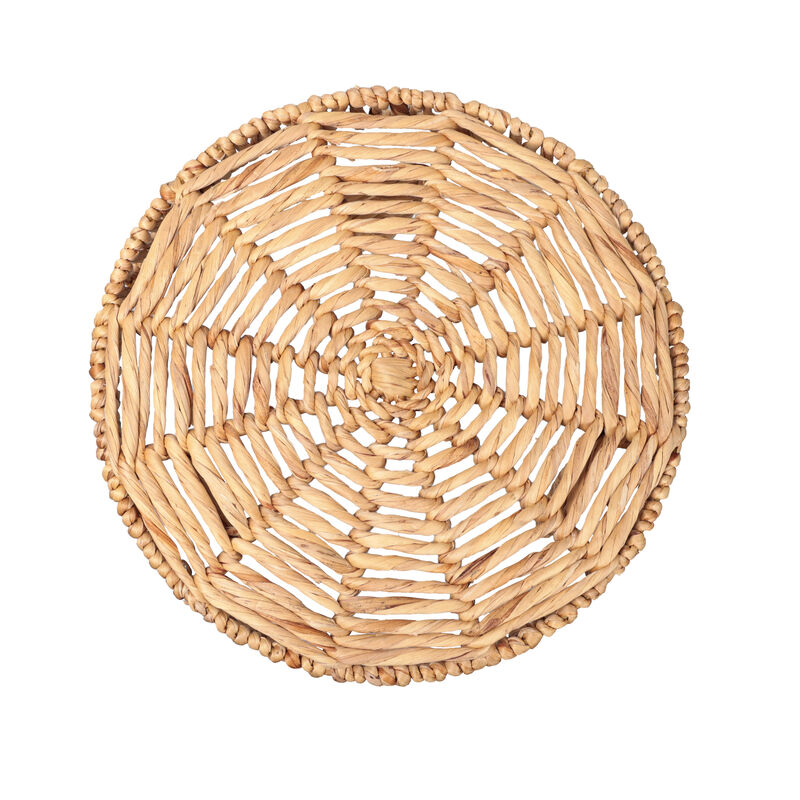 Amara Coastal Bohemian Handwoven Water Hyacinth Round Tripod End Table image number 6
