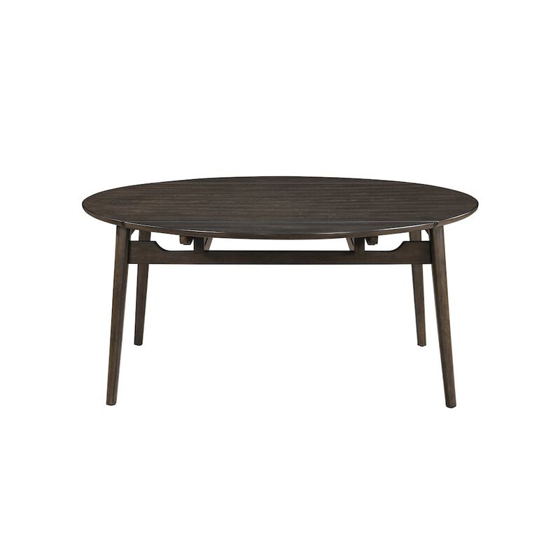New Classic Furniture Rex Wood Dining Table with Self-Storing Leaves, Walnut