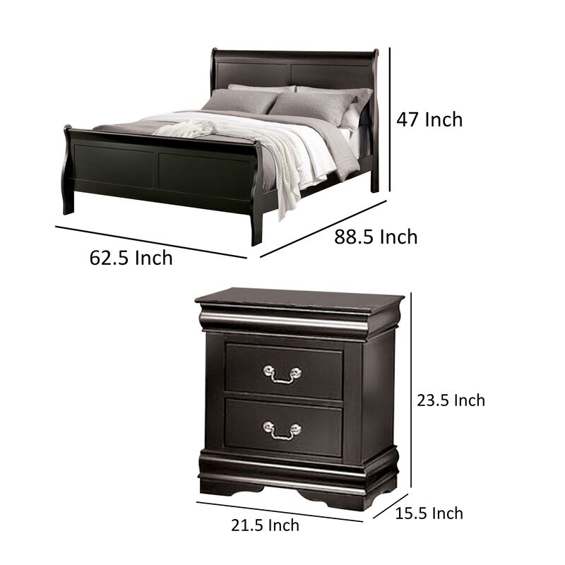 Bedroom Set, Wood, 2 Piece Set with Nightstand image number 7