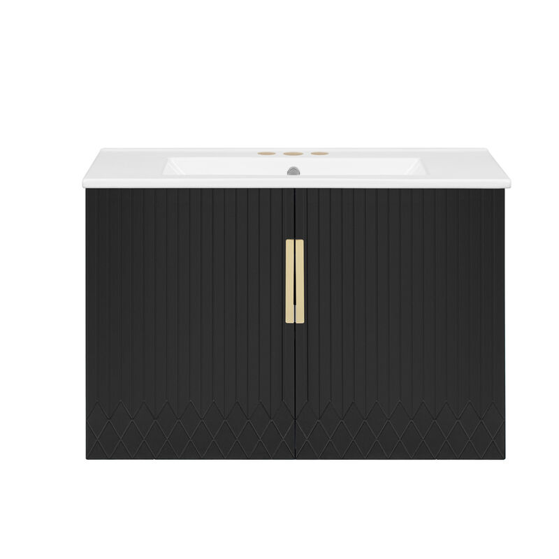 ELEMENT ACE Vintage Bathroom Vanity with Ceramic Sink and Storage Cabinet image number 0