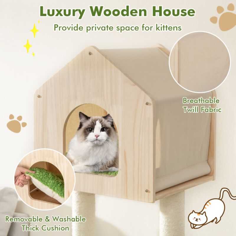 5-Tier Cat Tree Villa with Spacious Platforms and Cozy Resting Areas