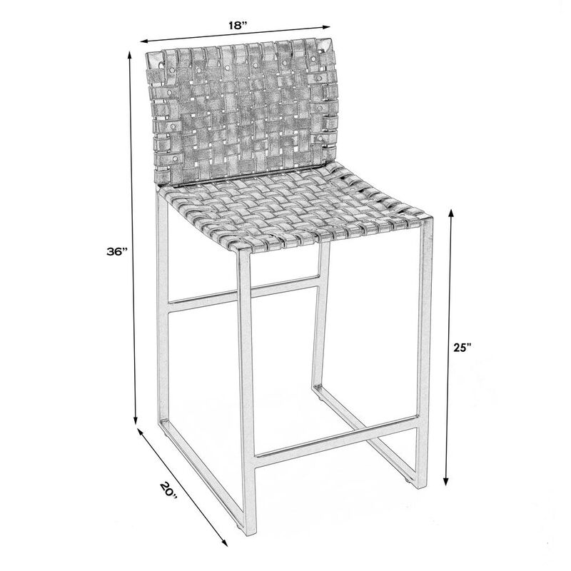 Butler Specialty Urban Woven Leather 25 Counter Stool, Medium Brown