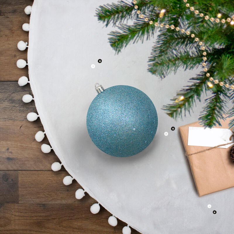 Holographic Glitter Turquoise Blue Shatterproof Christmas Ball Ornament 4" (100mm) image number 1
