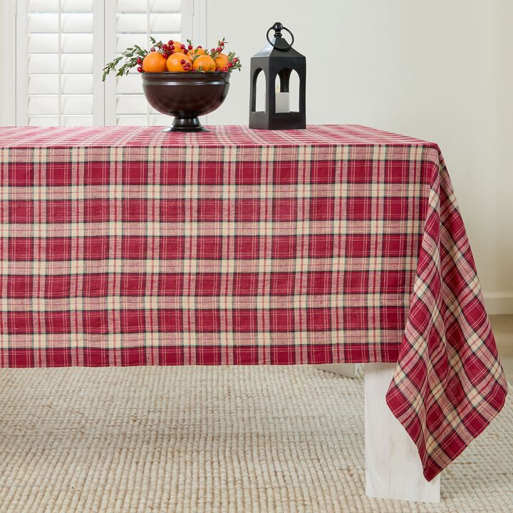 Linen Tablecloth - Burgundy Plaid