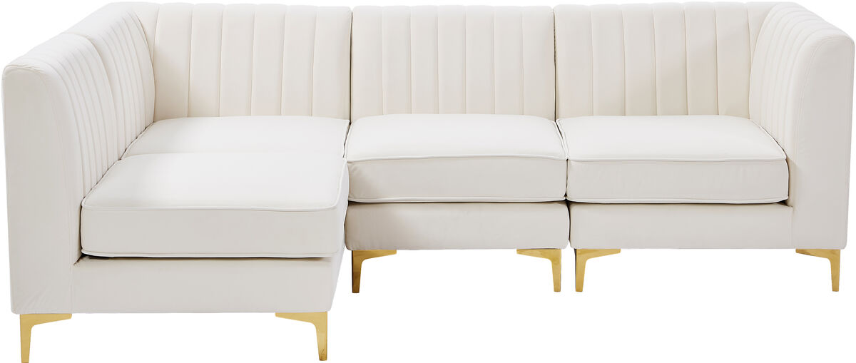 Meridian Furniture Alina Cream Velvet 91" 4-Piece Modular Sectional