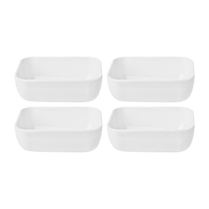 Santa Monica 5.5" x 3.75" x h:2" 14 oz. Rectangular White Porcelain Deep Plate (Set of 4)