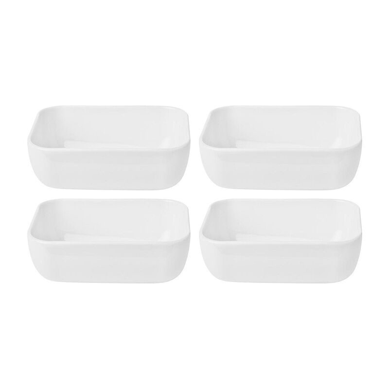 Santa Monica 5.5" x 3.75" x h:2" 14 oz. Rectangular White Porcelain Deep Plate (Set of 4) image number 0