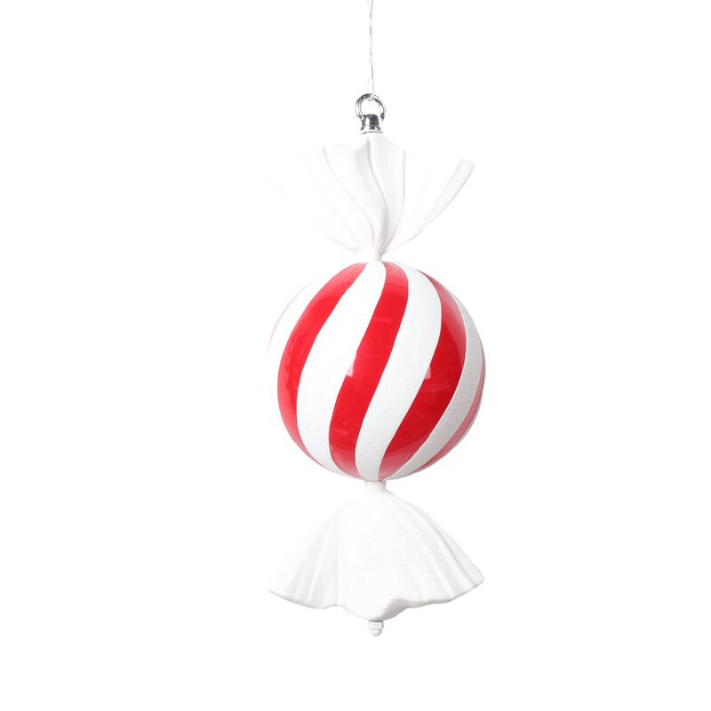 Vickerman 13" Red Round Swirl Candy Ornament. image number 0