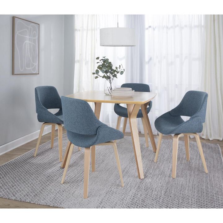 LumiSource Natural Wood, Blue Fabric Fabrico Chair - Set of 2