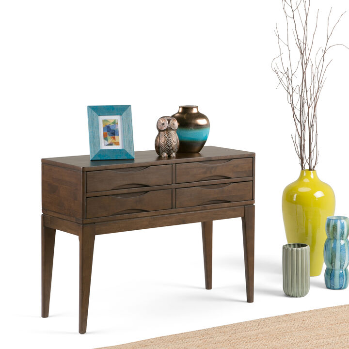 Harper SOLID HARDWOOD 40 inch Wide Mid Century Modern Hallway Console Sofa Table in Walnut Brown