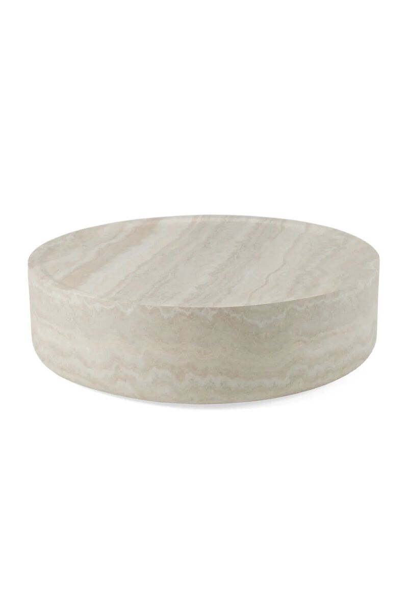 Round Travertine Finish Coffee Table | OROA Modern Benji image number 2
