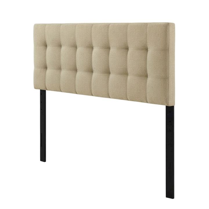 Upholstered Fabric King Headboard in Neutral Tone with Classic Design