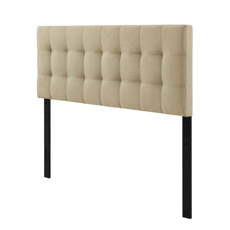 Upholstered Fabric King Headboard in Neutral Tone with Classic Design image number 0