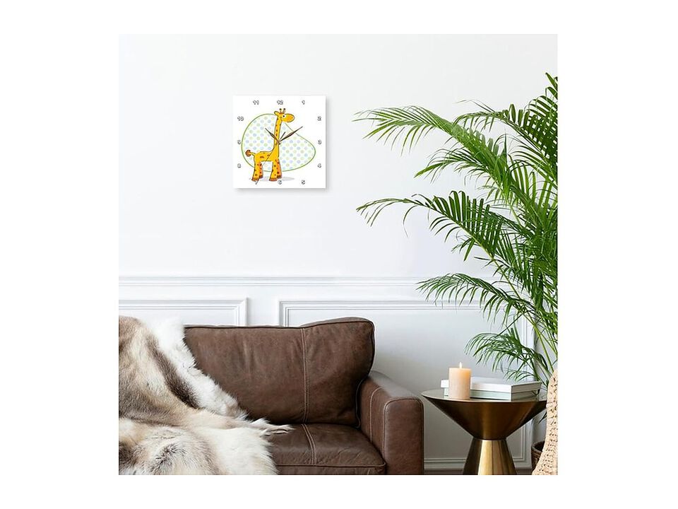 Cute Kids Giraffe Illustration Wall Clock 13 Inch Home Decor