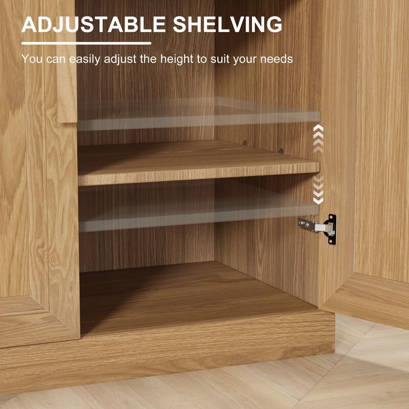 2-Piece Modern Minimalist Wood Grain Edge Cabinet, Multifunctional Storage with 3-Layer Shelves image number 7