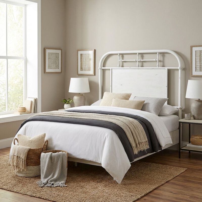 Liberty Furniture Distressed Metal Twin Headboard Vintage Style Metal Tube Frame image number 2