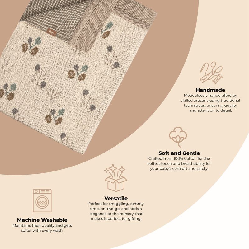 Avery Organic Cotton Reversible Baby Blanket image number 2