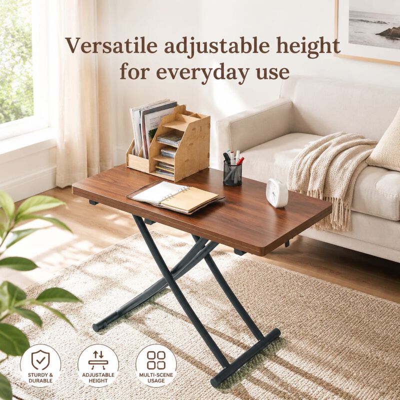 GOODSILO Multifunctional Adjustable Height Lifting Table Foldable Desktop for Home Office Dining Coffee Dressing Space Saving image number 4