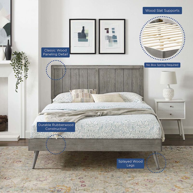 Alana Wood Twin Platform Bed With Splayed Legs image number 8