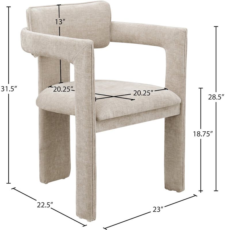 Meridian Furniture Brenda Beige Chenille Fabric Dining Chair, Set of 2