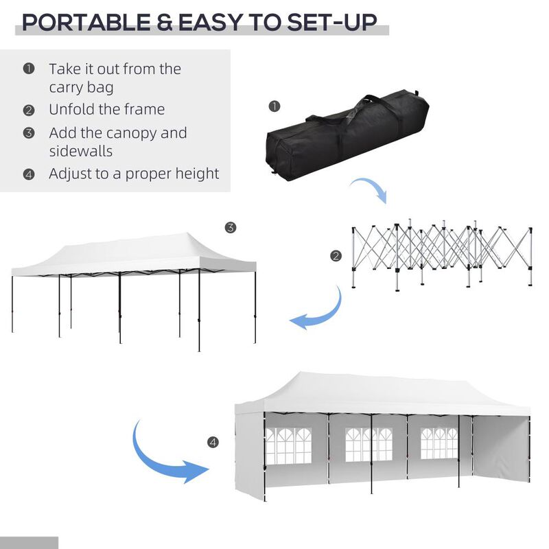 Hivvago 9.5x28 Outdoor Pop Up Party Tent with Weights image number 3