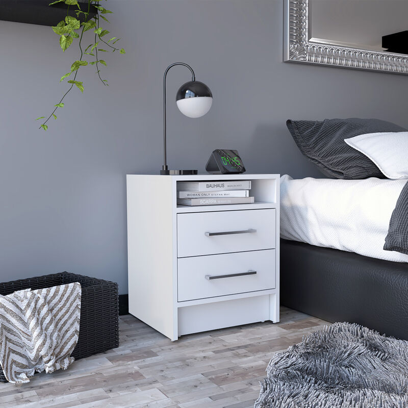 Streamdale Eter Nightstand, Superior Top, Two Drawers - White image number 1