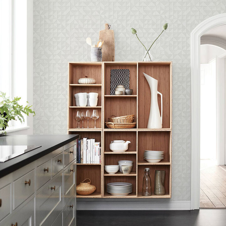 Gallerie Light Grey Geometric Wood Wallpaper