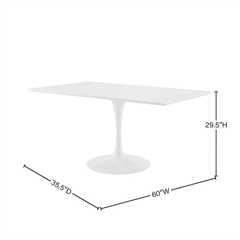 Wood Rectangle Dining Table with Sturdy Base and 60-Inch Length image number 3