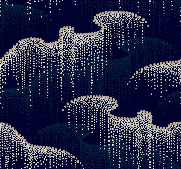 Moonlight Pearls Navy Wallpaper