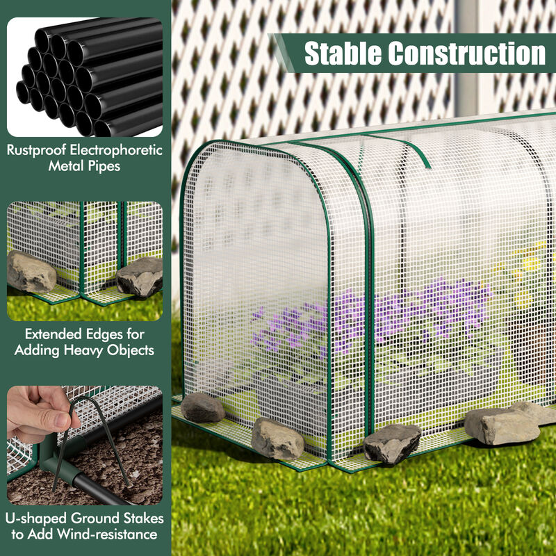 Mini Tunnel Greenhouse with Roll-Up Zipper Door for Easy Access and Protected Plant Growth