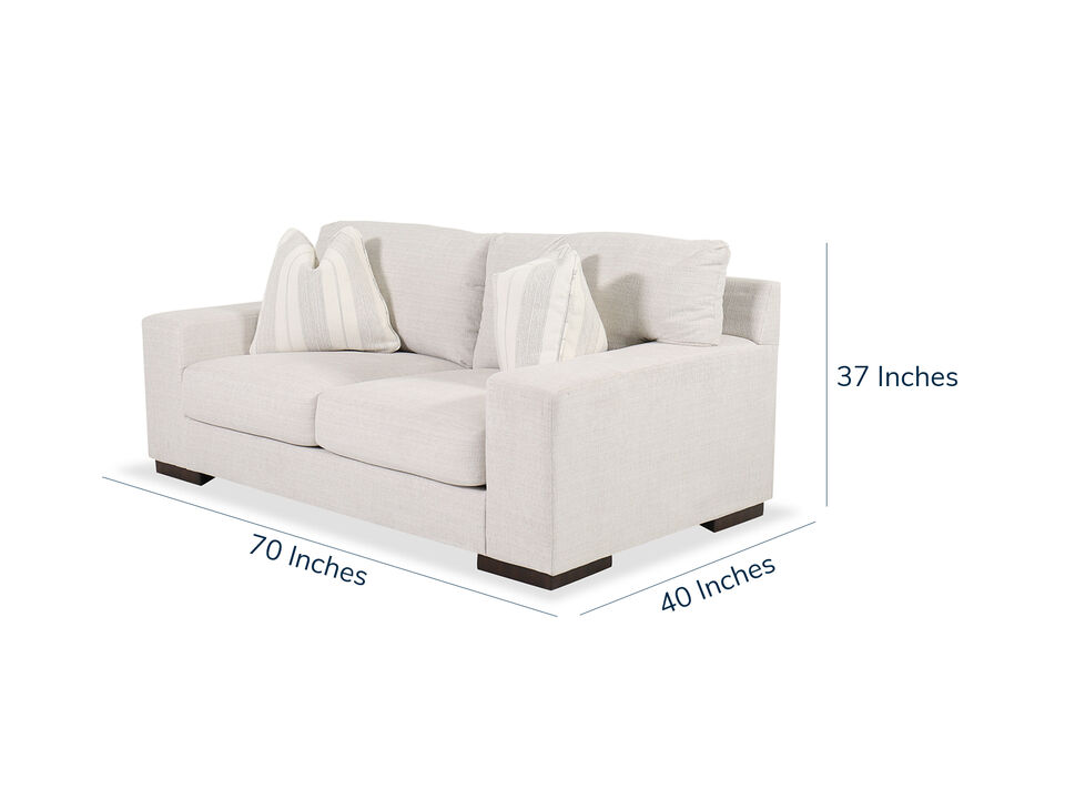 Ashley Maggie Loveseat - side view with dimensions - 37"H x 70"W x 40"D