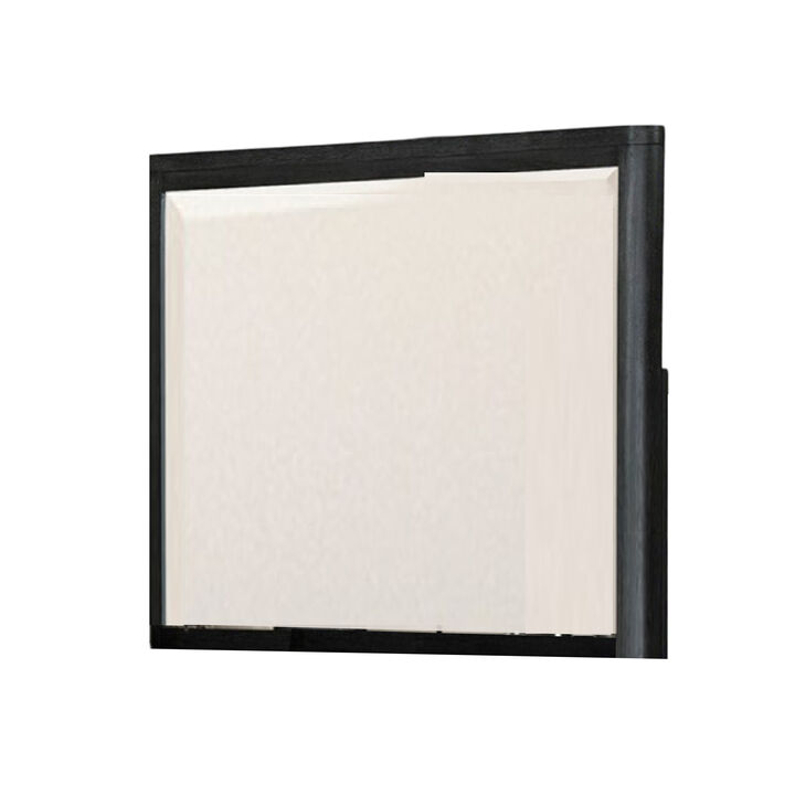 Zoko Dresser Mirror with Beveled Design, Ash Gray Solid Wood 38x42