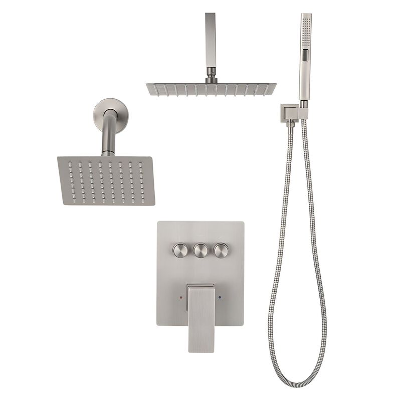 10 Inch Ceiling Mount Rainfall Shower System with Handheld Spray image number 0