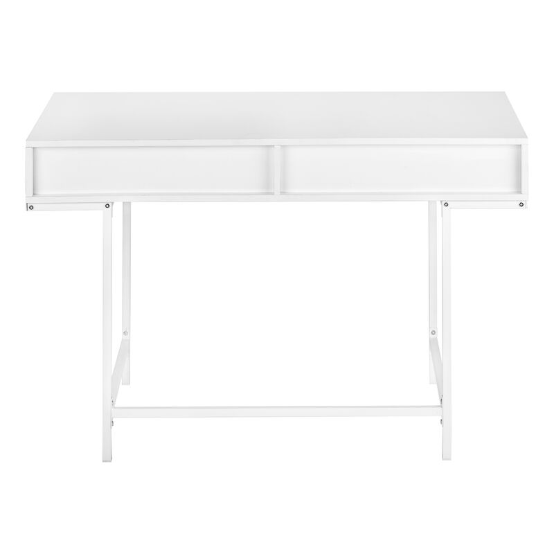 Monarch Specialties I 7554 Computer Desk, Home Office, Laptop, Storage Drawers, 48"L, Work, Metal, Laminate, White, Contemporary, Modern