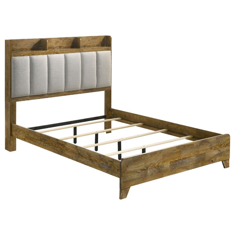 Nolan Panel Bed, Channel-Tufted Fabric, Wood image number 2