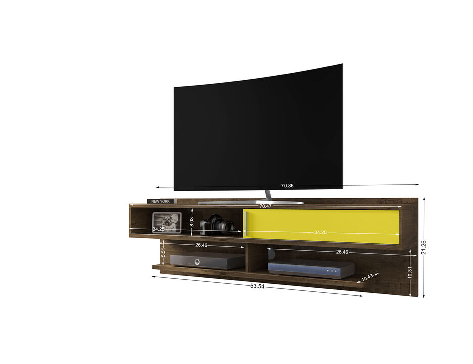 Astor Brown and Yellow Floating Entertainment Center