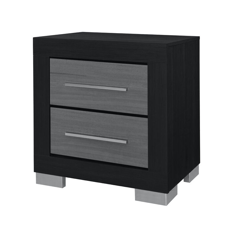 Emma Black Grey Modern Nightstand image number 2