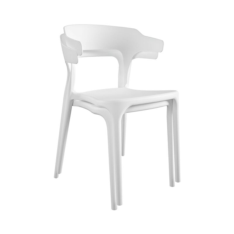 Novogratz Poolside Collection, Felix Stacking Dining Chairs, Indoor/Outdoor, 2-Pack, White