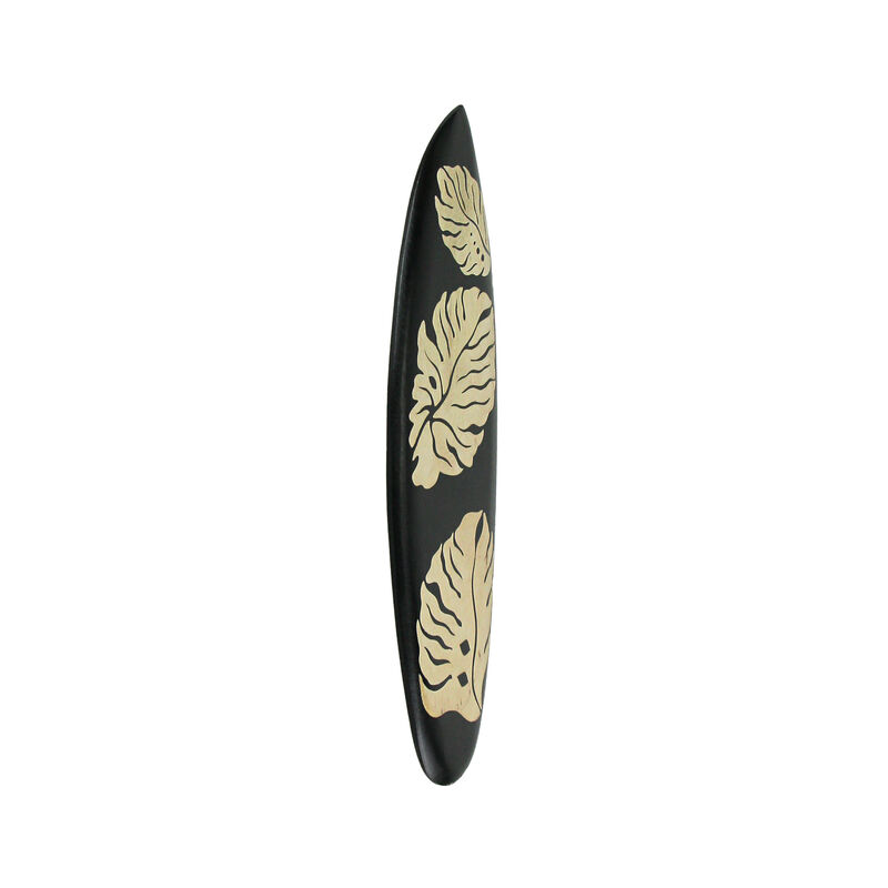 Set / 2 Hand Crafted Wooden Tropical Leaf Surfboard Decorative Wall Hangings 20" image number 2