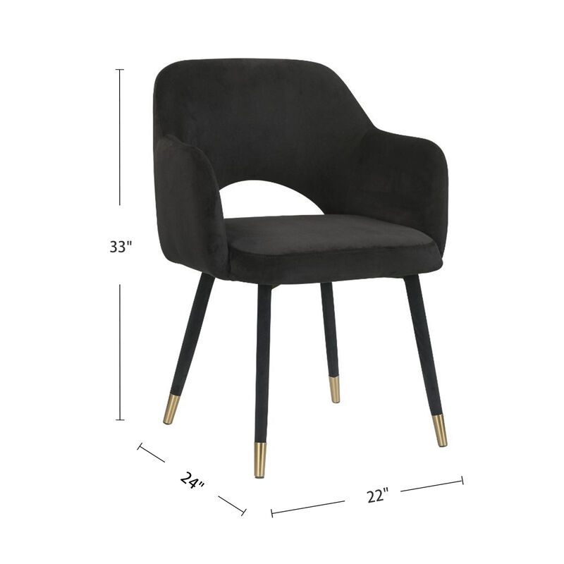 Black Velvet Accent Chair in Gold image number 2