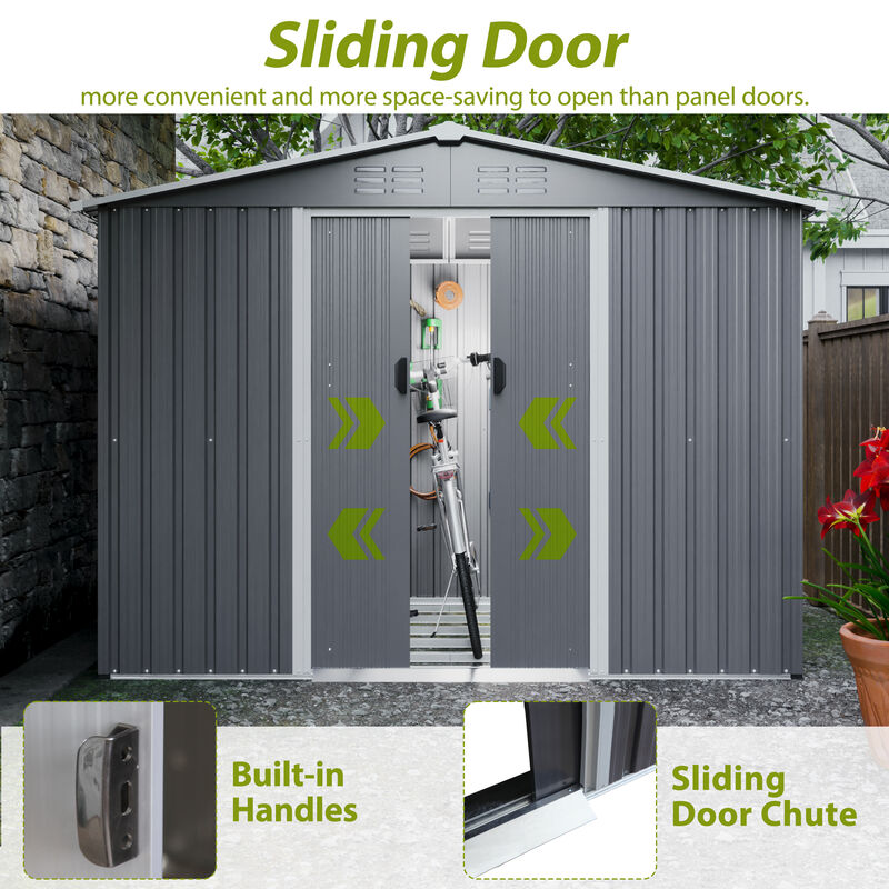 8x6 FT Outdoor Tool Storage Shed with Metal Foundation & Lockable Doors image number 5