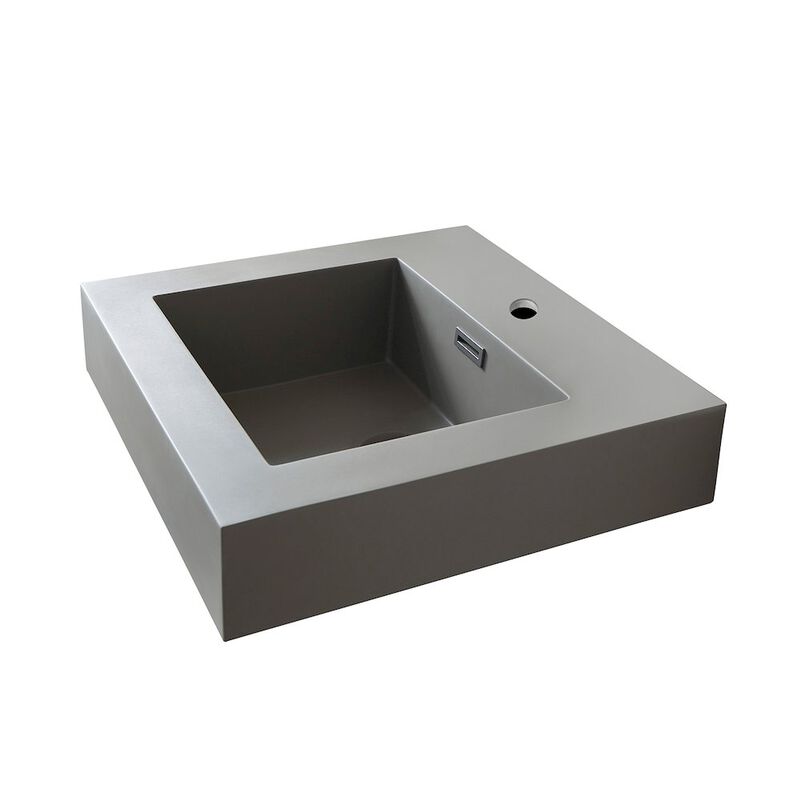 Vinnova Design Square Grey Finish Composite Granite Stone Console Bathroom Vanity Sink